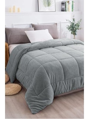 Pratik Ev Ultra Yumuşak Çift Taraflı Wellsoft Peluş Yorgan, Çift Kişilik, 200X220 Cm, Yıkanabilir, Gri