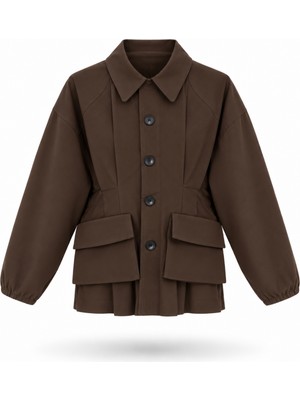 5in1Canpolat Kahverengi Cepli Gabardin Ceket 9764