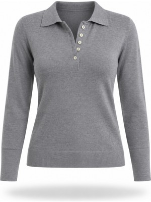 5in1Canpolat Gri Polo Yaka Lyocell Iplik Triko