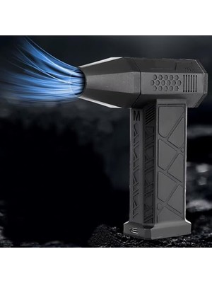 Pratik Ev 130000 Rpm Mini Turbo Jet Hava Üfleyici, 2in1 Taşınabilir Mini Fan, 4 Modlu Fan Seviyesi, Şarj Edilebilir 4000 Mah, Fzm-01, Siyah