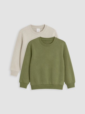 Lc Waikiki Yeni Sezon Haki Bisiklet Yaka Erkek Çocuk Sweatshirt 2'li