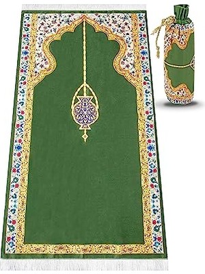 Pratik Ev Ipek Dokulu Taşıma Çantalı Seccade Desen 6; 62X110 cm