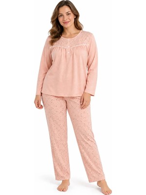 Nena %100 Pamuk Uzun Kol Büyük Beden Kadın Pijama Takım 1438