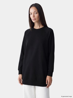Lc Waikiki Yeni Sezon Siyah Soft Touch Oversize Kadın Sweatshirt