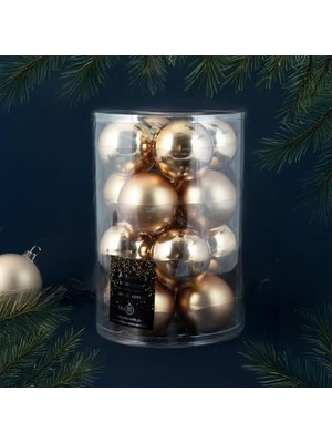 Pratik Ev New Year 16 Parça Yılbaşı Topu Gold 80 mm