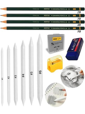 Pratik Ev Karakalem Seti 13 Parça 1 Paket Gölgelendirme Kalemi Hamur Silgi Dereceli Kalem Kaynaştırma Kalemi Dağıtıcı Kalem