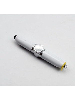 Pratik Ev 4’ü 1 Arada LED Işıklı Stres Çarklı Stylus Tükenmez Kalem – Telefon Uyumlu, Döner Mekanizma, Mini Çok Fonksiyonlu Kalem (Beyaz)