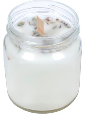 Pratik Ev 200 ml Lavanta Kokulu Taneli Ahşap Fitilli Kavanoz Mum