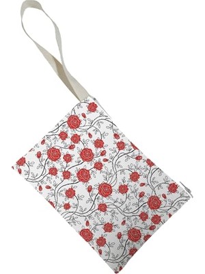 Pratik Ev Çanta, Unisex Lale Desenli Portföy Clutch