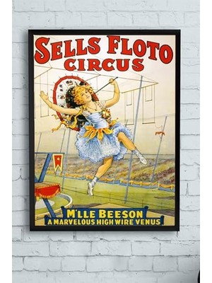 Pratik Ev PSTER13218 Sells Floto Circus Vintage Çerçeveli Tablo 21X30 cm