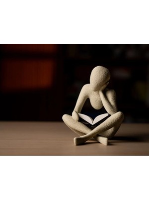 Pratik Ev Reader Kitap Okuyan Figür Biblo, Soyut Tasarım Kitaplık Aksesuarı, Modern Ofis ve Çalışma Masası Objesi, Kitapseverlere Özel Ev Hediyesi 3D Yazıcı Ürünü