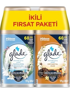 Pratik Ev Temizliğin Ferahlığı ve Oryantal Oud Kokulu Otomatik Sprey Yedekleri, 2X269 ml