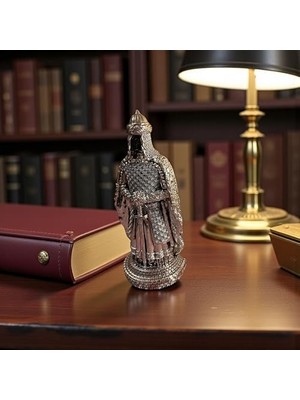 Pratik Ev Osmanlı Zırhlı Asker Dekoratif Biblo, Metal Görünümlü