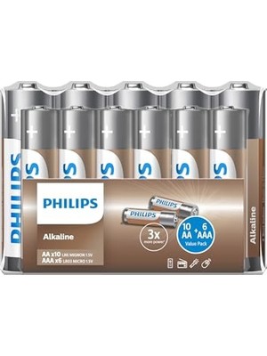Pratik Ev LR036A16F/10 Alkalin Aa X10 + Aaa X6 Folyo Paket (16'lı Folyo Paket)