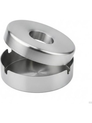Pratik Ev 12 cm Yuvarlak, Kapaklı ve Dayanıklı Tasarım, Paslanmaz Çelik Metal Küllük