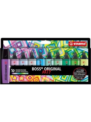 Pratik Ev Boss Orıgınal Arty; Fosforlu Kalem, 10'lu Paket, 10 Farklı Soğuk Renkler