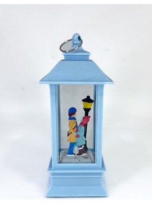 Pratik Ev Romantik Kış Masalı Işıklı Kar Küresi - Sevgililer Mavi