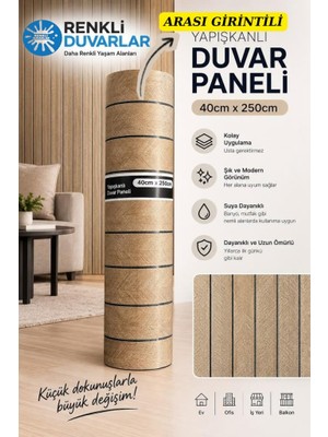 Renkli Duvarlar 40CMX250CM Açık Kahve 3D Girintili Yapışkanlı Sxp Akustik Lambiri Desenli Duvar Paneli Kağıdı Bambu