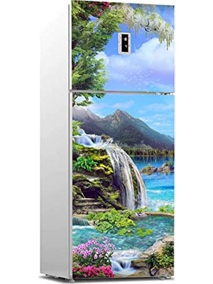 Pratik Ev Buzdolabı Sticker Kaplama Dolap Kaplama Etiketi Göl Çiçekler