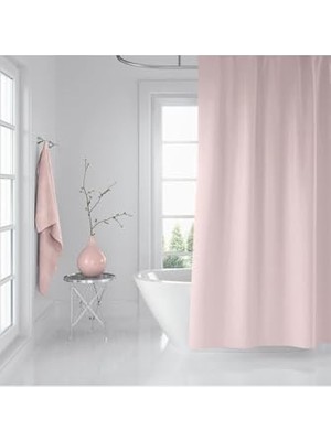 Pratik Ev Banyo Perdesi 2X120X200 Çift Kanat Duş Perdesi Halka Hediyeli Duşakabin Perdesi 0010 Pudra