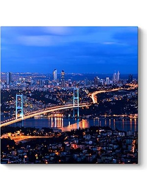 Pratik Ev Istanbul Gece Köprü Tablosu 30 x 30