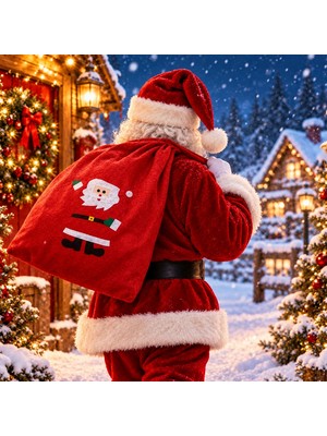 Oktay Sesal Noel Baba Çuvalı 1 Adet Noel Baba Hediye Çuvalı Büyük Boy 70X50 cm