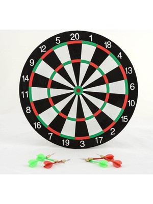 Evim Shopping Büyük Boy Dart Hedef Tahtası Dart Seti Çelik Uçlu Dartlarla Siyah - Beyaz Renk