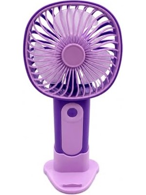 Pratik Ev USB Şarjlı Type-C Mor 3 Mini El Fanı Bağlantılı Kademeli Taşınabilir Elektrikli Fan Masaüstü ve El Tipi Kullanım Renk Serinletici Fan