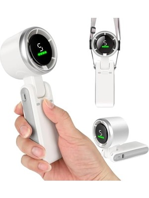 Pratik Ev Blic BWFN22 Turbo El Vantilatörü, Mini Fan, Katlanabilir 3’ü 1 Arada, 5 Kademeli, LED Ekranlı, Usb-C Şarjlı, Beyaz