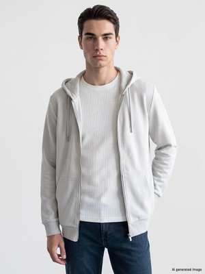 Lc Waikiki Yeni Sezon Gri Kapüşonlu Erkek Fermuarlı Sweatshirt