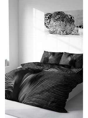 Pratik Ev Çift Kişilik Nevresim Takımı Özel Dokuma Pamuk Saten 3D Digital Gray Motion, MONOHOME18955HF