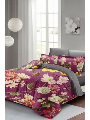 Pratik Ev %100 Pamuk Saten Çift Kişilik Nevresim Takımı Rose Mix, MONOHOME35792