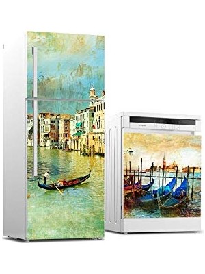 Pratik Ev Sticker Kaplama, Venedik Vintage, Buzdolabı ve Bulaşık Makinası Beyaz Eşya