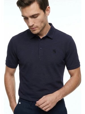gmg firenze Gmg Fırenze Lacivert Erkek Slim Fit %100 Pamuk Polo T-Shirt GU26MSS03014