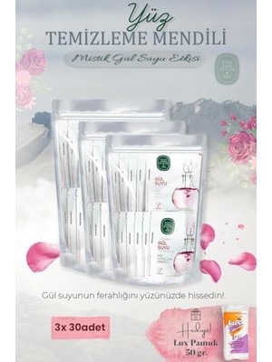 Pratik Ev Mistik Gül Suyu 90'lı Yüz Temizleme Mendili ve Pamuk Hediyeli