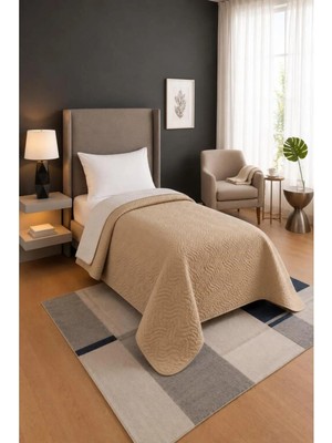 Novélune Tek Kişilik Pike & Pike Takımı: Ultrasonik Kapitoneli Çift Taraflı Tek Kişilik 160X210 cm Pike Bej