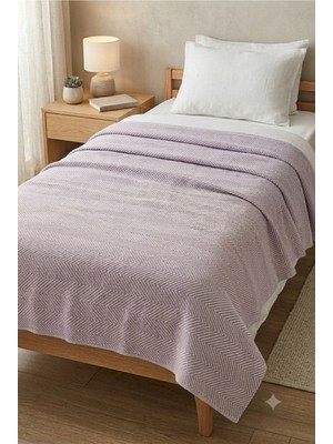 Novélune Tek Kişilik Pike & Pike Takımı: Pamuklu Dokuma Naturel Tek Kişilik Pike-Yatak ÖRTÜSÜ165X215 Lila