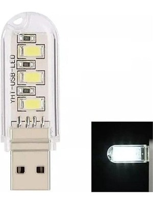Pratik Ev Taşınabilir Mini USB LED Lamba, 3 LED Beyaz, 5730 Smd Kamp Stick LED