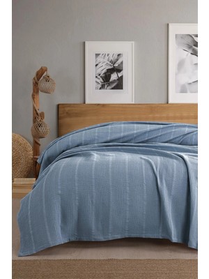Novélune Tek Kişilik Pike & Pike Takımı: Tek Kişilik Waffle Pike 160X230CM %100 Pamuk Petek Mavi