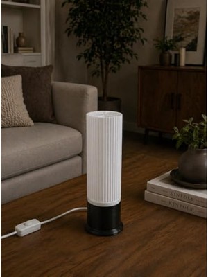 Pratik Ev LED Masa Lambası, Biyobozunur Pla Gövde, Tpu Taban, E27 Duy, 220V, Kablo Anahtarlı, 240 Mm, Beyaz ve Siyah
