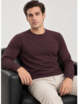 Danger Erkek Basic Triko Kazak Bordo