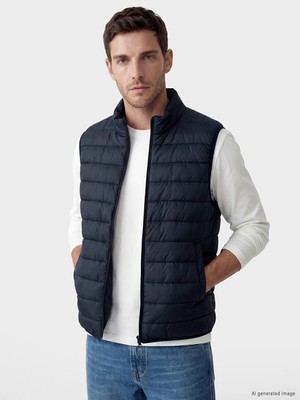 Lc Waikiki Yeni Sezon Lacivert Regular Fit Dik Yaka Kapitone Erkek Şişme Yelek