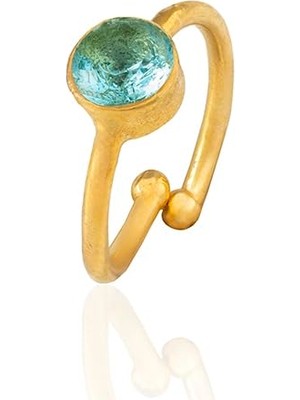 Pratik Ev Kadir Jewellery 22 Ayar Altın Kaplama Zirkon Taşlı Ayarlanabilir Kadın Minimal Yüzük