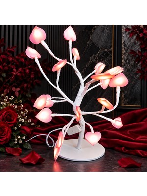 Oktay Sesal Yılbaşı Ağacı Pembe Kalpli  220V Fişli 40 cm Dekor Işk