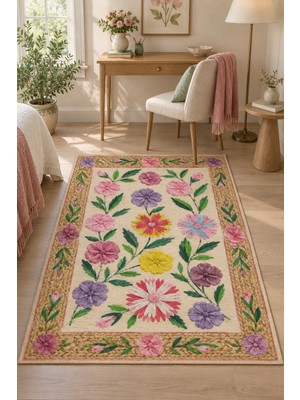 Rugs Modern Halı Luna Loft Özel Tasarım Bej, Kahverengi ve Kırmızı Ince Dokuma Salon Halısı
