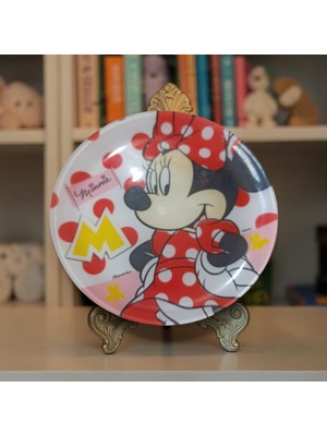 Vintage Paşabahçe Orijinal Disney Minnie Mouse Cam Pasta Tabağı 19 cm (Ayak Hariçtir)