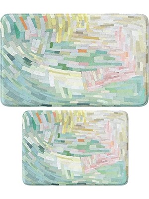 Pratik Ev Sevimli Tasarımlı Mikrofiber 2'li Takım Banyo Paspası, Kaymaz Taban, Makinede Yıkanabilir (40X60_50X80) 314_TKMBP