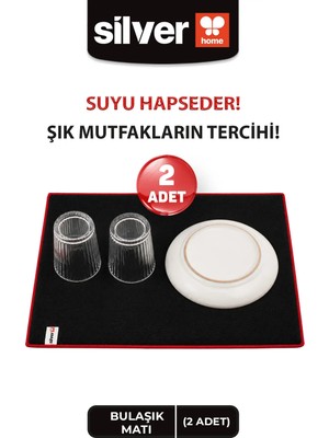 Silver Home 2 Adet 40X50 cm Süper Emici Kalın Bulaşık Altlığı Kurulama Matı Büyük Boy Koku Yapmaz