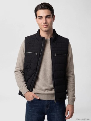 Lc Waikiki Yeni Sezon Siyah Regular Fit Dik Yaka Erkek Şişme Yelek