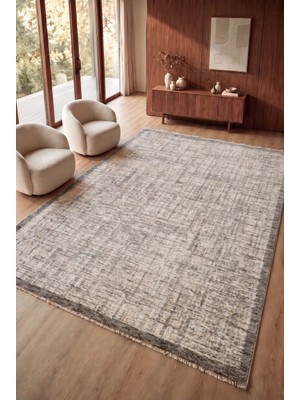 Serenza Home Living Vintage Krem Yeşil Modern Eskitme Bambu Polyester Pamuk Taban Salon Yatak Odası Halısı 80 x 150 cm